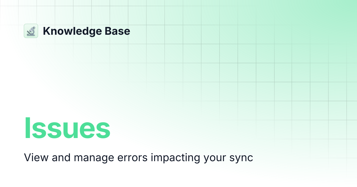 Issues | Knowledge Base